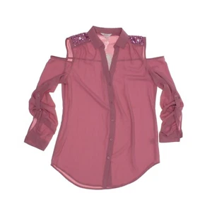 Blusa Top Candie's Para Mujer Adornada Hombro Frío Botón - Malva - Talla S - Imagen 1 de 3
