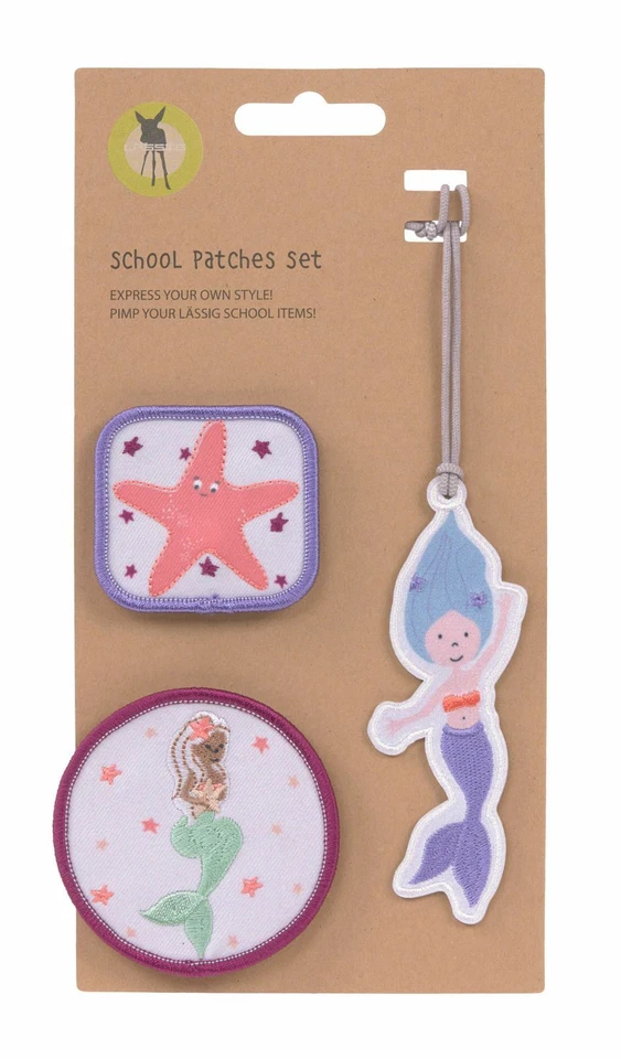 Lässig School Patches Set 3-teilig Patches Anhänger Mermaid Rosa Neu - Bild 1 von 1