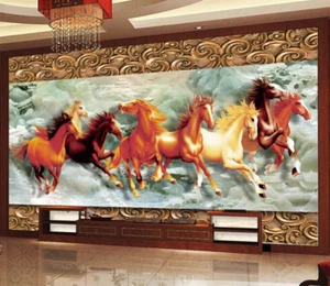 3D Eight Horses 588 Wall Paper Murals Wall Print Wall Wallpaper Mural AU Lemon - Picture 1 of 7