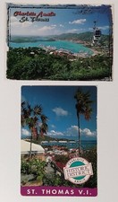 2x Aerial View: Charlotte Amalie, St Thomas Post Cards U.S. Virgin Islands 