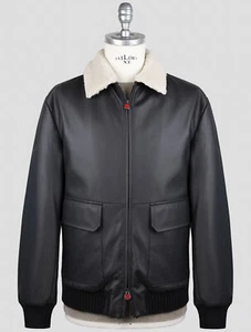 NEW KITON BLACK LEATHER LAMB COAT US 44 - EU 54 KCZ32 - Picture 1 of 6