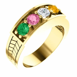 10K or 14K Solid Gold Mother's Day Ring 1 to 5 Birthstones, Family Rings - Picture 1 of 30