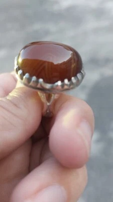 Anillo Sufí Yemení MARRÓN AQEEQ Kabadi Akik Hígado Ágata Hecho a Mano Plata Hombres Mujeres Foto 1 de 4