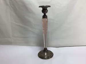 TT10 Vintage Antique Weighted & re-enforced Pink Glass cut &Sterling Candlestick - Picture 1 of 8