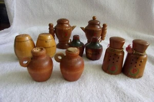 Lot of 5 Wooden Salt & Pepper Shakers Travel Souvenirs  - Picture 1 of 11