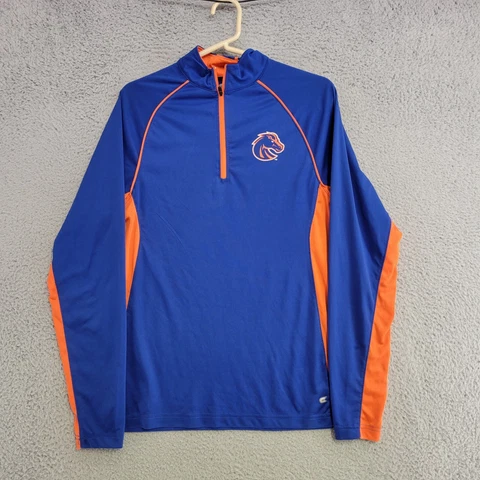 Boise State Broncos Sweater Mens S Small Blue Pullover 1/4 Zip Sweatshirt Cover