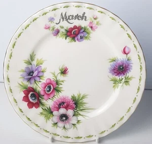 VINTAGE Royal Albert Flower Of The Month March Anemones Plate Bone China W16cm - Picture 1 of 5