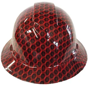 Hydro Dipped Hard Hat Ridgeline Full Brim Custom Red Honeycomb Hex - Bild 1 von 3