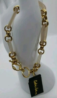 Vintage Cookie Lee Taupe and Gold Tone Link Bracelet New Old Stock  - Image 1 of 4