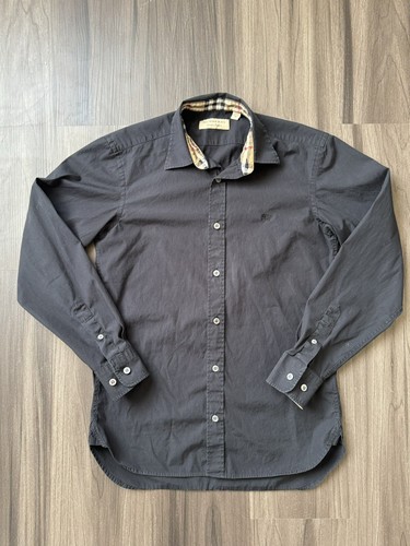 Camicia abito nero polo Burberry London manica lunga abbottonata taglia XS