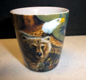 Alaska Schnapsglas schöne Wildlife Collage - Adler Elch Wolf Grizzly - SCHÖN! - Bild 1 von 3