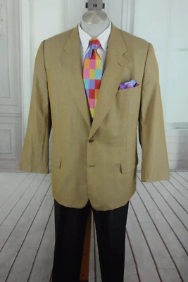 Jhane Barnes Men's Tan End On End Weave Wool Blazer Sport Coat 44R 44 Regular - Image 1 of 4