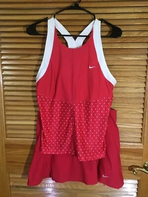 Nike Mujer Talla Grande Rosa/Blanco FitDry 2 Piezas Tenis Tanque/Skort ZP-A120 Foto 1 de 4