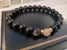 mens gold bracelet golden obsidian Citrine 9ct Solid Gold Beads Fathers Day Gift