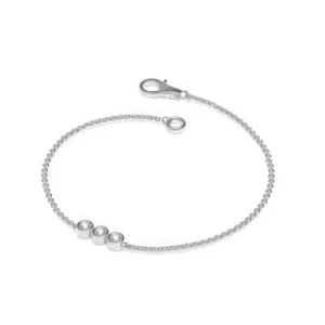 Amazing Three Stone Style Lab-Created CVD Diamond In 950 Platinum Chain Bracelet - Picture 1 of 8