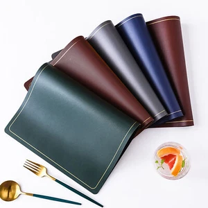 4 Pcs Retro Rectangle Leather Heat Resistance Table Dining Placemat Mat Coaster - Picture 1 of 50