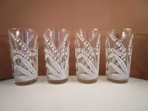 Vintage MCM Set di 4 Bicchieri in Bicchiere Highball Fiore Bianco A - Foto 1 di 11