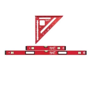 Milwaukee REDSTICK Box Beam Level Set 24" - 48" + Rafter Square 7" (3-Piece) - Picture 1 of 12