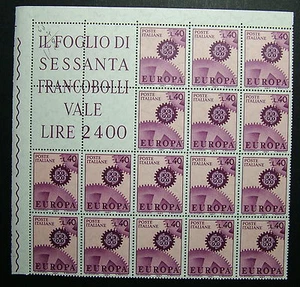 1967 Italien Europa 40 Livre Block Eckpfanne 16 Werte MNH - Bild 1 von 1