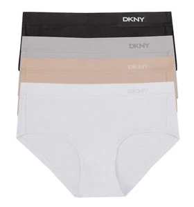 DKNY Women's 4 Pack Microfiber Hipster Underwear Small White Black Nude - Picture 1 of 6