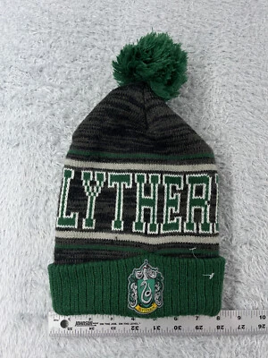 Harry Potter Slytherin Beanie Toque Adult One Size Green Knit Polyester Ski Pom - Image 1 of 4