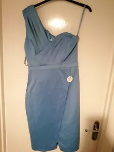Chi Chi London One Shoulder Bodycon Dress Blue Size 10 With Tags - Picture 1 of 8