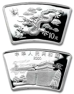 CINA 10 Yuan 2000 Argento 1 oncia FDC 'Anno Lunare del Drago' con CoA - Foto 1 di 3