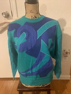 Suéter de punto vintage escada margaretha ley para mujer 100% algodón multicolor pequeño Foto 1 de 4