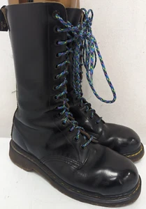 DR. MARTENS STEEL TOE 14 EYELET SKINHEAD BLACK LEATHER BOOTS, UK7 US8 EU41 K433 - Picture 1 of 10