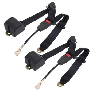 2 Pack Black Universal 3 Point Seatbelt Retractable Adjustable Car Seat Belt - Picture 1 of 15