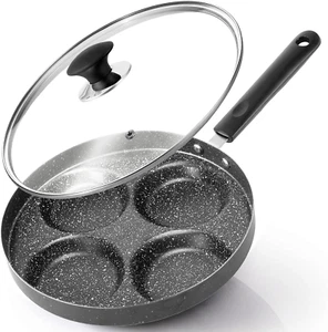 4-Cup Nonstick Egg Frying Pan with Lid Fried Omelette Mini Pancake for Stove Top - Picture 1 of 1