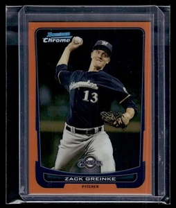 2012 Bowman Chrome Orange Refractor #27 Zack Greinke /25 Brewers - Picture 1 of 2