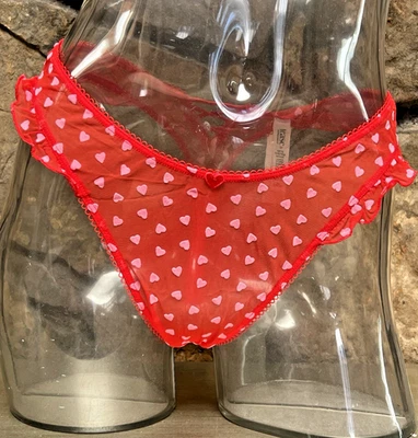 Victoria's Secret Tease High Leg Scoop THONG Panty Sz L Pink Hearts NWT$16.95 - Image 1 of 4