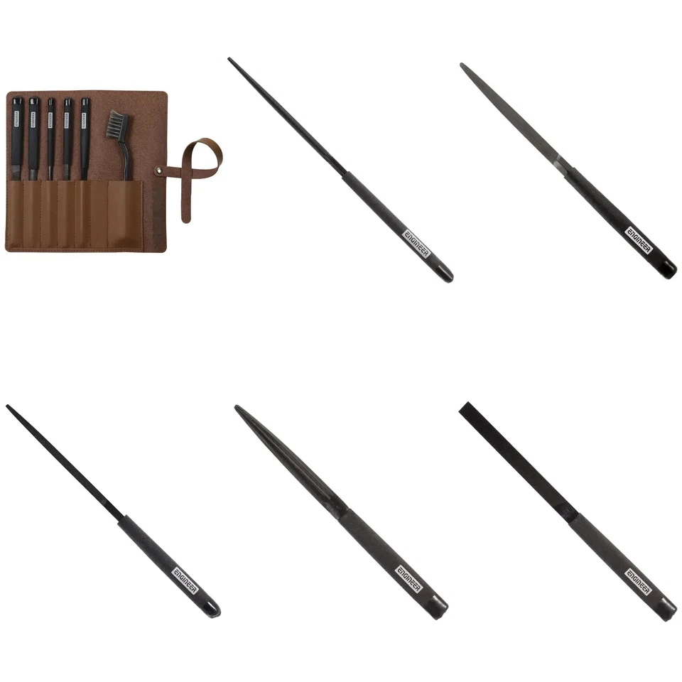 ENGINEER Jet Black Files Set Fine Grit 5pcs Leather Case TFS-30 From Japan - Image 1 of 1