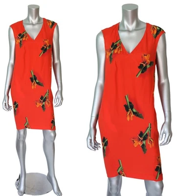 VESTIDO CACHAREL PARIS VIBRANTE ESTAMPADO FLORAL SEDA SIN MANGAS CUELLO EN V talla 38 Foto 1 de 4