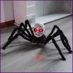 Halloween Animatronic Puppe Gesicht Spinne Bewegung aktiviert leuchtende Augen Sound - Bild 1 von 24