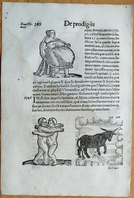 Wolfhart Chronicon Originalblatt Zeichen Wunder Katastrophen (590)  - 1557 - Image 1 of 3