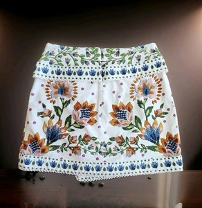 Farm Rio creme Sommer Garten asymmetrischer Wickel Minirock Gr. M - Bild 1 von 10