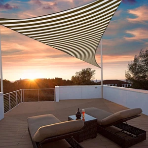 Triangle Sun Shade Sail Canopy UV Block Patio Yard Pool Outdoor Coffee+White - Picture 1 of 88