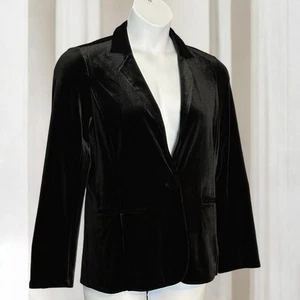 Tahari schwarz Samt Blazer Jacke groß ein Knopf Einschubtaschen Neu mit Etikett Abend Glamour - Bild 1 von 9