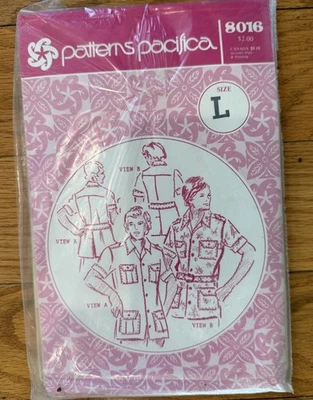 Vintage Patterns Pacifica #8016 Men's Shirt in Size Large Hawaiian Shirt - Image 1 of 4