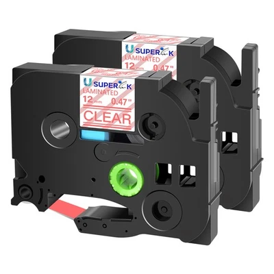 2PK Cinta Transparente Roja 12mm Fitsr Brother TZe-132 P-Touch PT-H100 1190Etiqueta Fabricante Foto 1 de 4