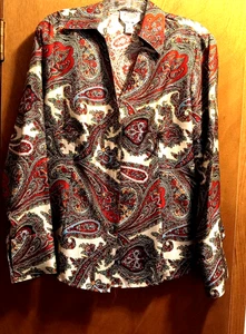 Talbots 100 % Seide Damen Bluse/Größe 8/Paisley/Knopfleiste - Bild 1 von 6