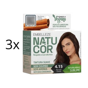 Lot of 3 Natucor Hair Dye Shade 4.15 Cinnamona Brown Color 12g Embelleze - Picture 1 of 2