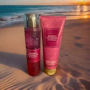 Bath & Body Works BOURBON STRAWBERRY & VANILLA Body Mist & Cream - Picture 1 of 3