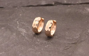 15mm Plain Diamond Cut Dainty Huggie Hoop Earrings 14K Yellow Gold Plated - Picture 1 of 7