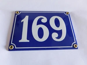 Antique French Blue Genuine Enamel Porcelain House Door Number Sign / Plate 169 - Picture 1 of 3