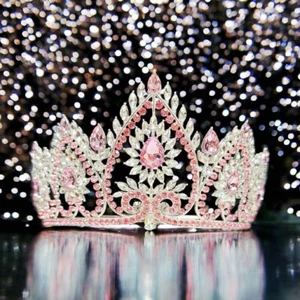Flower crown, Wedding accessories, silver hair accessory, pink stone Tiara - Picture 1 of 9