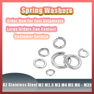 Spring Washers A2 Stainless Steel M2 M2.5 M3 M4 M5 M6 - M30 Spring Lock Washers - Picture 1 of 7