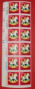 US Scott #1769 Weihnachten Schaukelpferd Teller 12er Block, 6 Plattennummern MNH - Bild 1 von 1